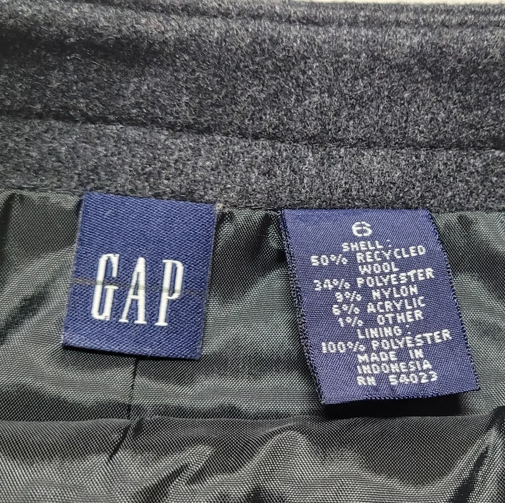 90s Vintage GAP Charcoal Gray Wool Blend Micro Mini Wrap Skirt 6 - Picture 9 of 10